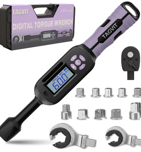 Digital Torque Wrench Set 3/8 Drive 0.7-99.6 Ft.Lb ±2% Auto Repair