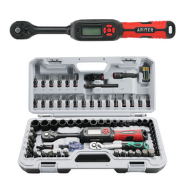 ARITER 3/8" Digital Torque Wrench 2-45 Ft.lb (±2%), 68PCS Small Digital Torque Wrench Set with Short Handle, Sockets & Adapters for Automotive, Bike, Motorcycle Machinery Repair