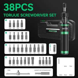 ARITER Torque Screwdriver 8-70 in.lb(1/4" Drive) Inch Pound Wrench with S2 Steel Bits & Case, for Gunsmithing, Professional Manufacturer