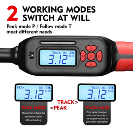 ARITER 3/8" Digital Torque Wrench 2-45 Ft.lb (±2%), 68PCS Small Digital Torque Wrench Set with Short Handle, Sockets & Adapters for Automotive, Bike, Motorcycle Machinery Repair