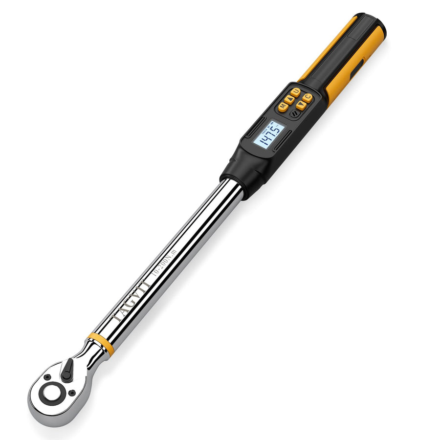 1/2 Inch Drive Digital Torque Wrench with Angle, 14.75-295Ft-lb/20-400Nm, Electronic Torque Wrench, ±2% Accuracy with with Preset Value, Data Storage, Buzzer and LED Flash Notification for Car