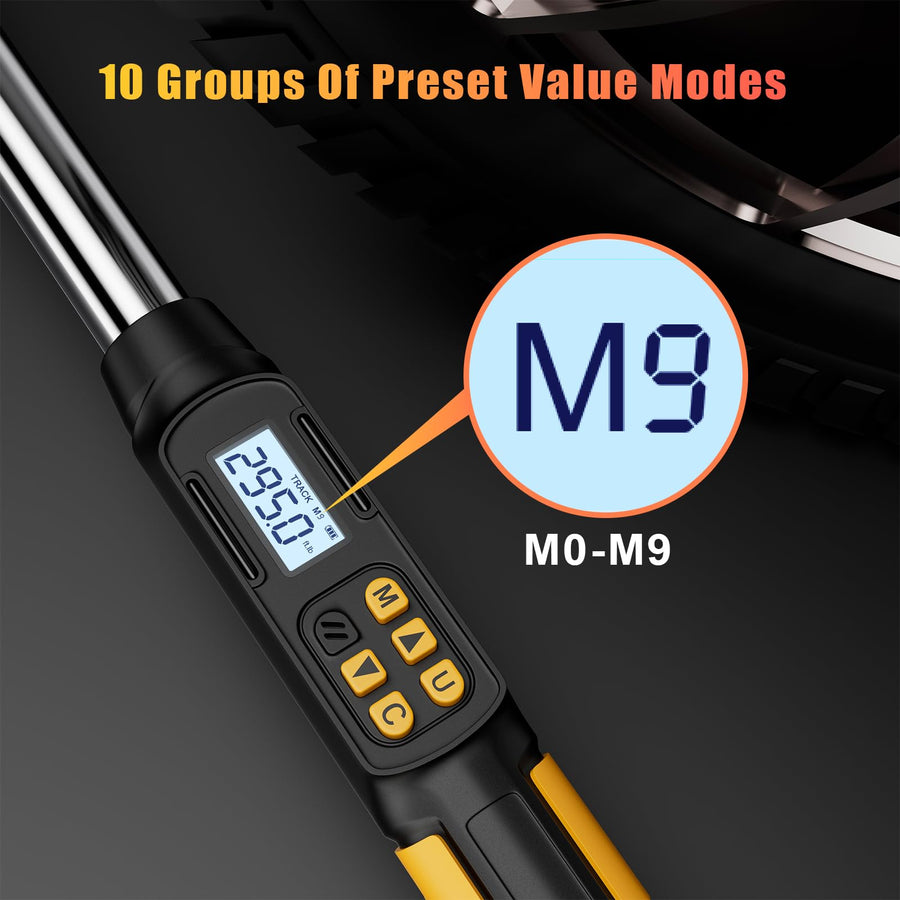 1/2 Inch Drive Digital Torque Wrench with Angle, 14.75-295Ft-lb/20-400Nm, Electronic Torque Wrench, ±2% Accuracy with with Preset Value, Data Storage, Buzzer and LED Flash Notification for Car