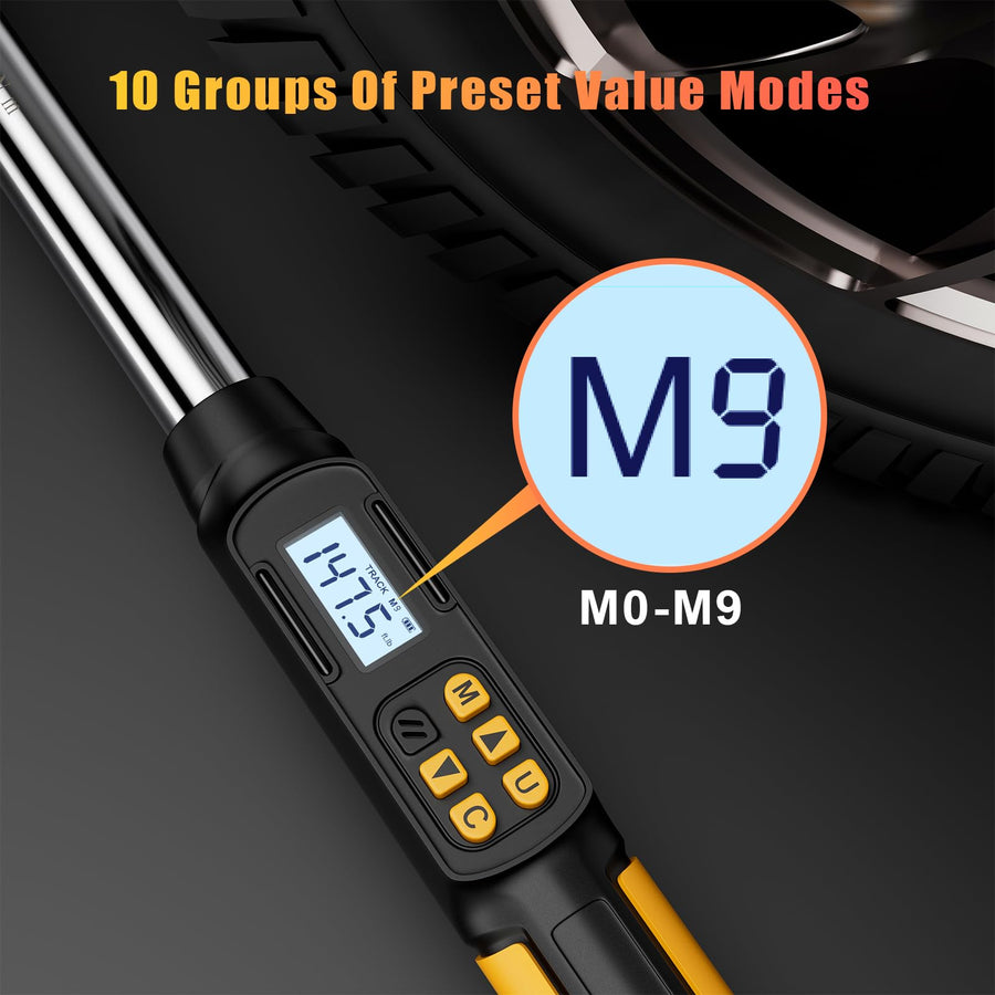 1/2 Inch Drive Digital Torque Wrench with Angle, 14.75-295Ft-lb/20-400Nm, Electronic Torque Wrench, ±2% Accuracy with with Preset Value, Data Storage, Buzzer and LED Flash Notification for Car