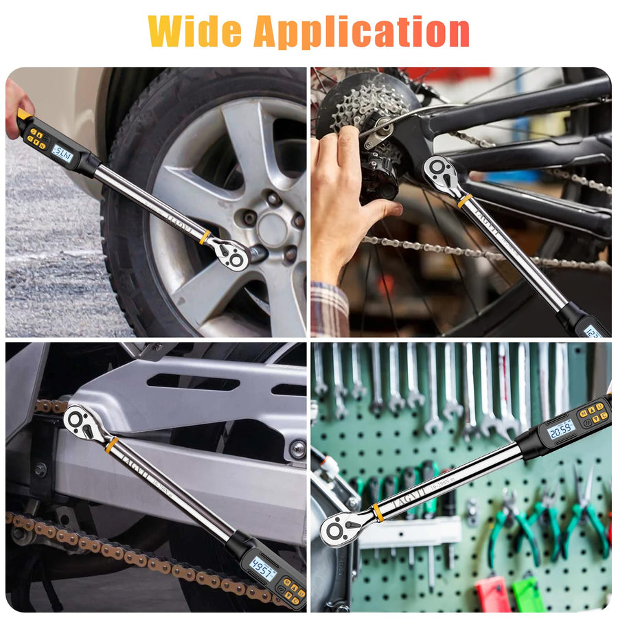 1/2 Inch Drive Digital Torque Wrench with Angle, 14.75-295Ft-lb/20-400Nm, Electronic Torque Wrench, ±2% Accuracy with with Preset Value, Data Storage, Buzzer and LED Flash Notification for Car