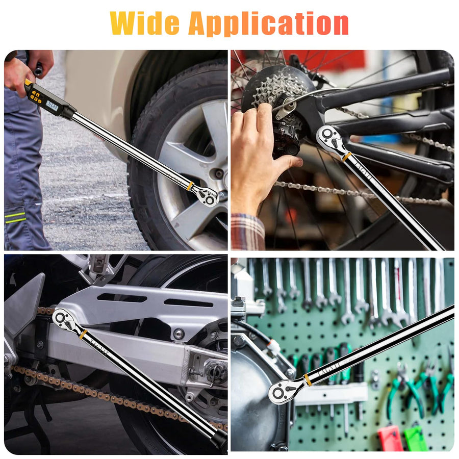 1/2 Inch Drive Digital Torque Wrench with Angle, 14.75-295Ft-lb/20-400Nm, Electronic Torque Wrench, ±2% Accuracy with with Preset Value, Data Storage, Buzzer and LED Flash Notification for Car