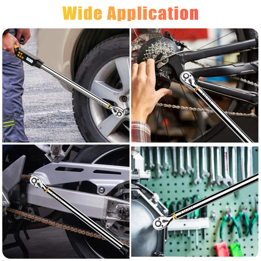 1/2 Inch Drive Digital Torque Wrench with Angle, 14.75-295Ft-lb/20-400Nm, Electronic Torque Wrench, ±2% Accuracy with with Preset Value, Data Storage, Buzzer and LED Flash Notification for Car