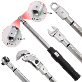 ARITER 1/2 Inch Drive Adjustable Torque Wrench, 7.38-44.25 Ft.Lb/10-60 Nm, 38MM Open End Torque Wrench with Interchangeable Jaw & Ratchet Head for HVAC, Car, Moto, Heat Pump Piping, Customizable Manufacturers